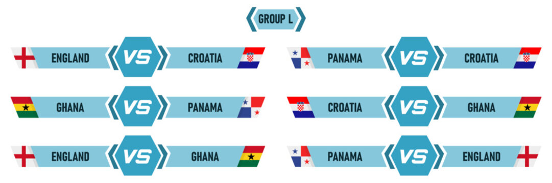 Group L Football Tournament Match Schedule with National Flags