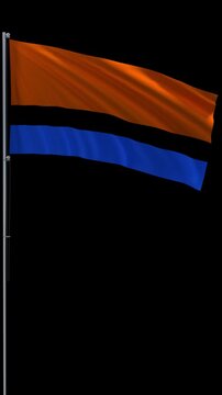 Chagos Islands flag waving on metal flagpole, vertical video with transparent background and alpha channel, seamless loop 3D rendering 4K