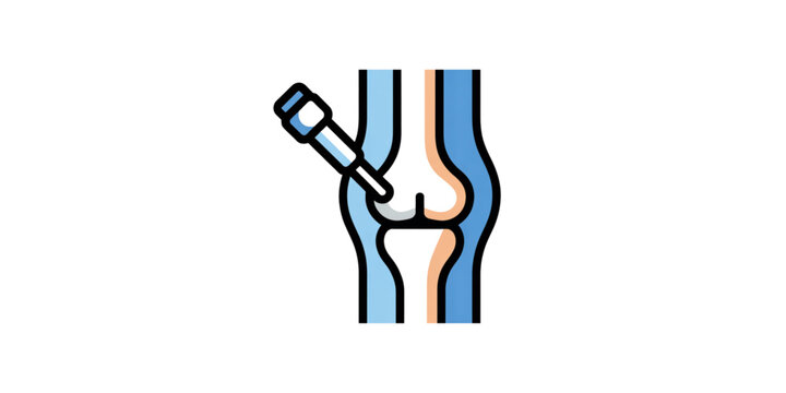 Anatomical illustration of a knee joint with a surgical incision and stitches Vector