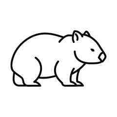 Obraz premium Simple black outline drawing of a wombat, a sturdy marsupial native to Australia, depicted in profile on a white background.