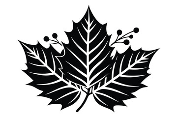 Obraz premium christmas leaf silhouette line art vector illustration