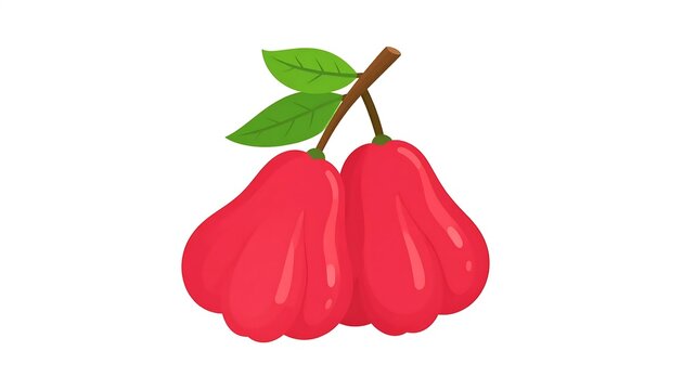 Two Vibrant Rose Apples with Fresh Green Leaves.