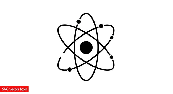 Atom Icon, Science Symbol, Atomic Structure, Vector Illustration