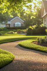 Obraz premium A house with a pathway leading up to it, great for use in real estate or travel images