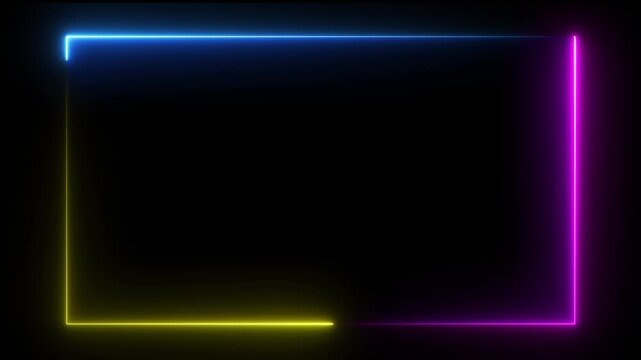Abstract neon light rectangle frame and seamless loop pattern animation background 4 video