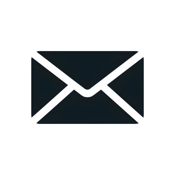 Minimalist black envelope icon representing digital communication and electronic mail systems for modern business interface