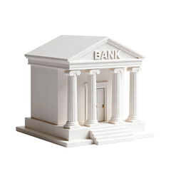 Fototapeta premium [Transparent Background PNG]White Model Bank Building with Columns