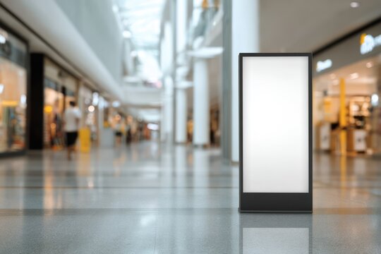 Digital signage board mockup in luxury mall