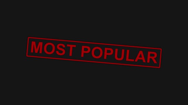 Most Popular red stamp animate content displayed with bold text across four frames in a simple layout