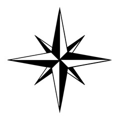 Obraz premium Black and white compass rose starburst symbol