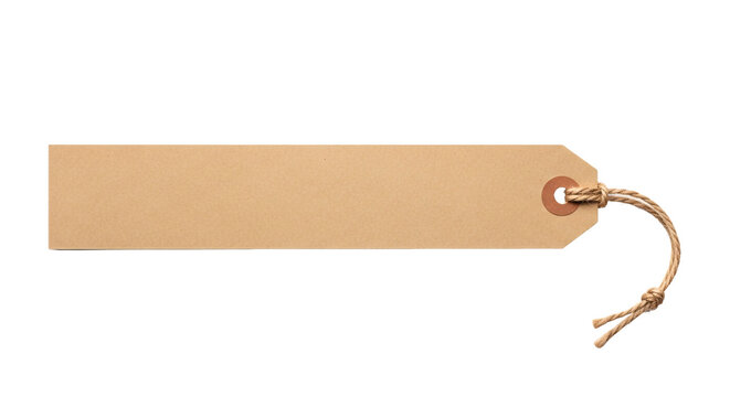 Blank kraft paper tag with rough twine string.