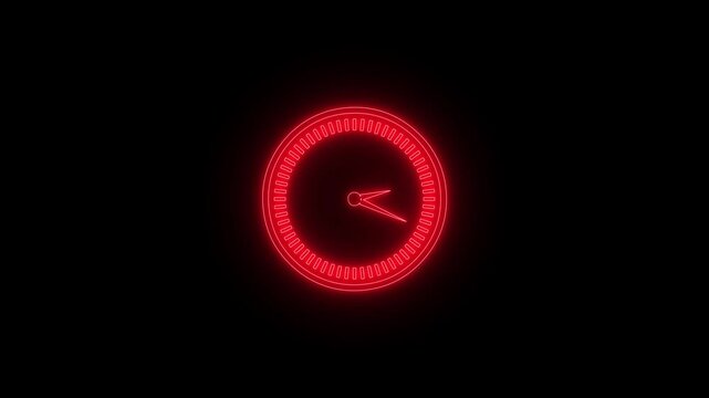 Neon Clock Animation.keyword,neon clock, glowing clock, digital clock, LED clock, futuristic clock, cyber clock, sci-fi clock, neon timer, time display, glowing numbers, blue neon light,