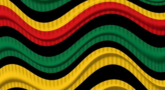 Abstract wavy background with green, yellow, and red stripes