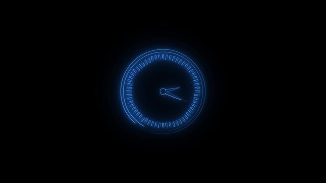 Neon Clock Animation.keyword,neon clock, glowing clock, digital clock, LED clock, futuristic clock, cyber clock, sci-fi clock, neon timer, time display, glowing numbers, blue neon light,