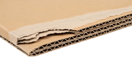 Corrugated cardboard edge torn detail macro view. © RM Graphics