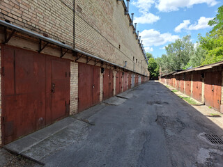 Fototapeta premium Garages for passenger cars in a three-level garage cooperative