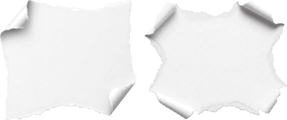 Halftone torn paper shapes set, vintage comic pattern, retro book cover with grunge and rough texture © Design Haven