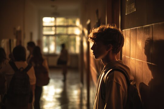 Feeling excluded at school in hallway scene