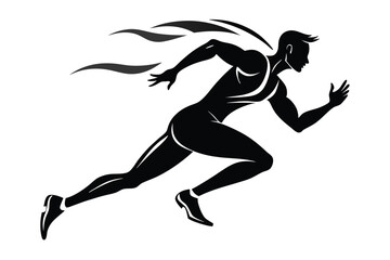 Fototapeta premium male athlete running silhouette line art vector illustration