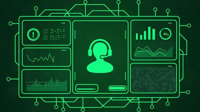 futuristic ai voice assistant interface glowing green neon digital network motion graphics 4k video