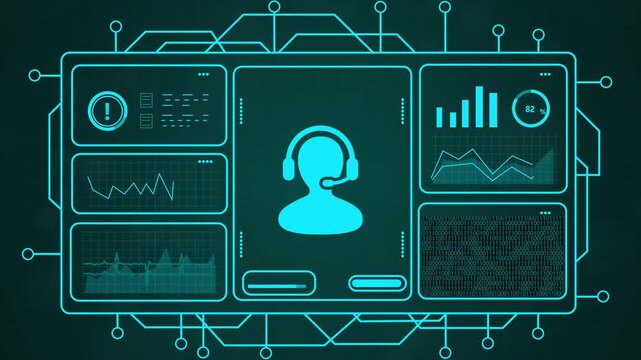 futuristic ai voice assistant interface glowing blue neon digital technology 4k motion footage