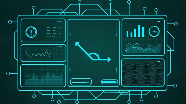 Digital futuristic interface displaying financial charts and data analytics, with a downward trending graph animation.