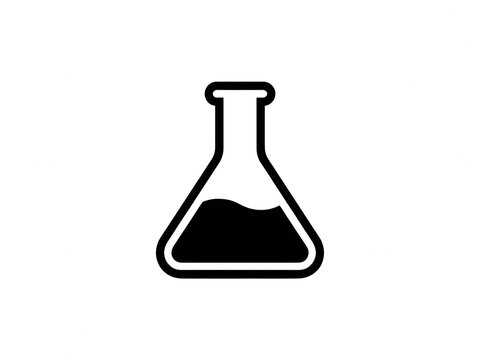 erlenmeyer flask icon, laboratory glassware, chemistry equipment, science research tool, medical test, chemical experiment, biotech lab, education symbol, liquid beaker, pharmacy, clinical analysis.