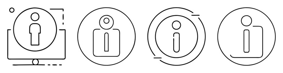 Obraz premium Set of four minimalistic line art information icons in circle frames