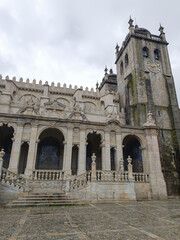Obraz premium Baroque loggia to the lateral facade of Porto Cathedral, Porto PORTUGAL