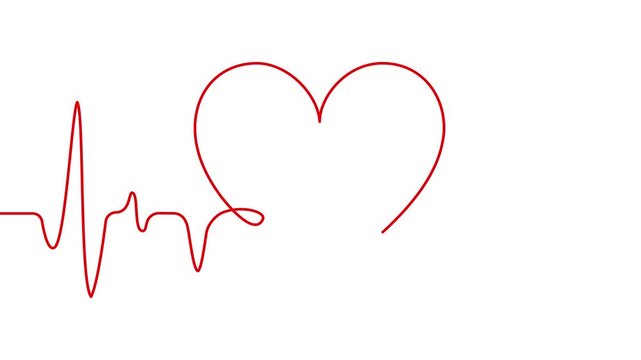 Continuous one line heart beat heartbeat health icon pulse rate medical art. Heart one line heartbeat love ekg care ecg drawing logo draw life cardio illustration single medicine healthy cardiogram.