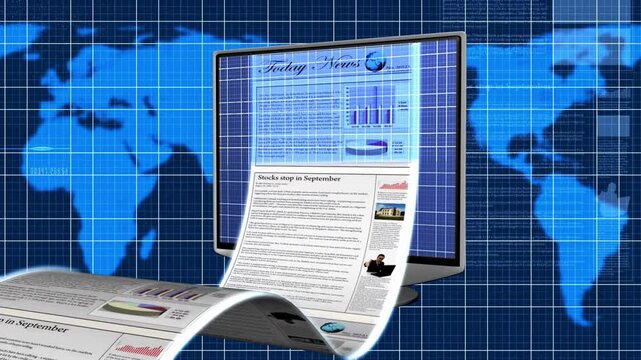 Business data analysis, global finance, stock market, infographic on computer screen