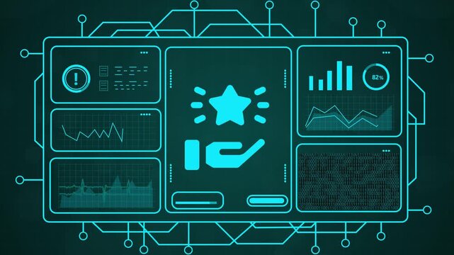 4k futuristic ai technology interface with glowing blue circuits and digital cloud icon motion