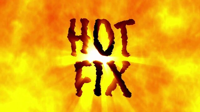 Burning text, hot fix, flame effect, fiery background, abstract design