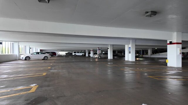 Walking Through a Large Parking Lot During the Day