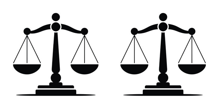 Scale and balance icons clean vector illustration representing justice libra weight comparison for legal judge attorney lawsuit and sentence
