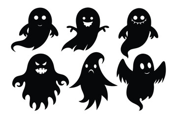 Obraz premium ghost silhouette line art vector illustration