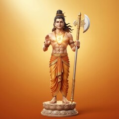 Obraz premium Parashurama Wallpaper Hindu God Axe Golden Glow Background