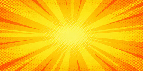 Abstract orange background vector illustration featuring a bright yellow summer sunburst with warm light rays and star burst beams for a shining backdrop art © LumenCraft