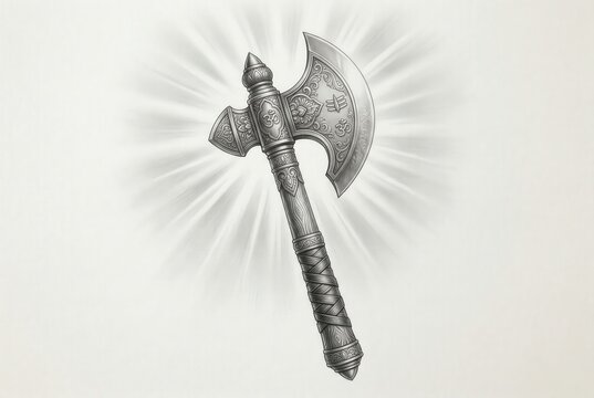 Parashurama Axe Light Rays Pencil Art Spiritual Glow