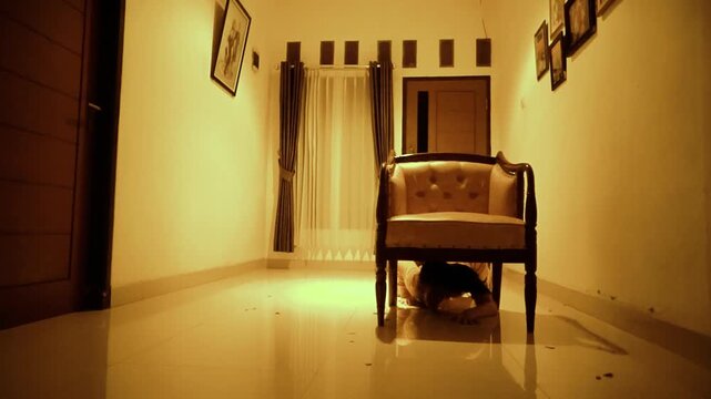 Woman Crawling on Floor in Expressive Contemporary Dance