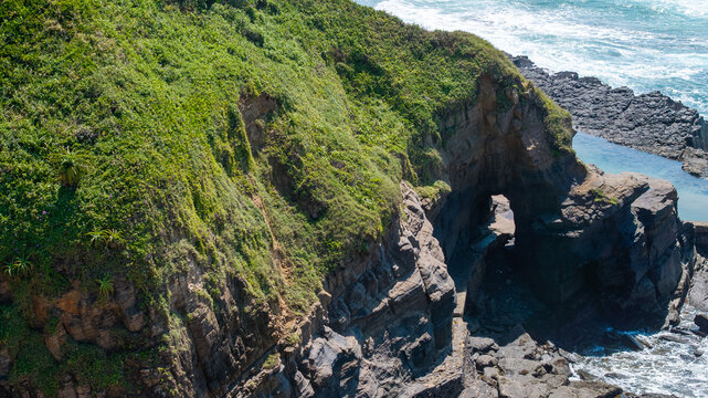 Ballito tidal pool and coastal beach aerial view, KwaZulu-Natal, South Africa