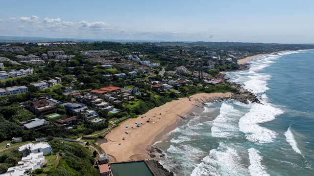 Ballito tidal pool and coastal beach aerial view, KwaZulu-Natal, South Africa