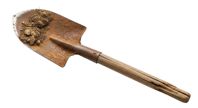 A close-up of a rusty metal nail with a weathered brown surface isolated on transparent background, isolated on white background