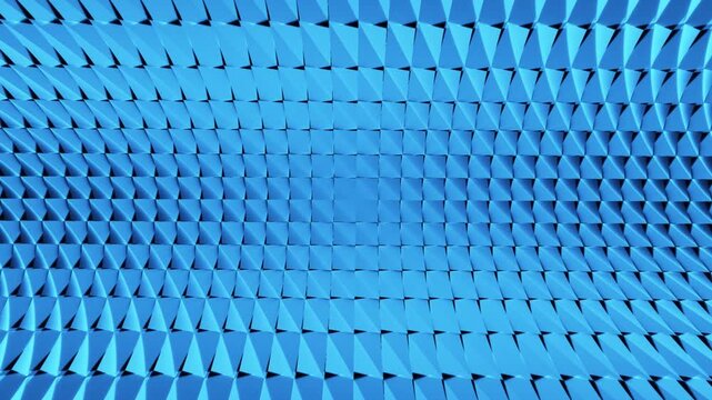 Abstract blue geometric 3d background pattern with moving triangle shapes