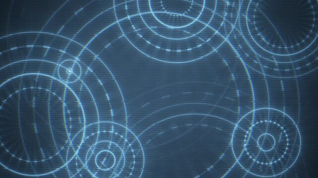 Abstract futuristic glowing blue concentric circles HUD radar scanner background