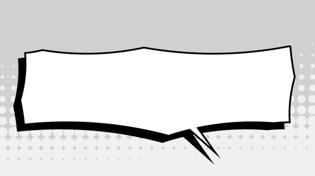 Blank comic book speech bubble animation with halftone background