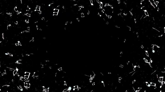 Falling Musical Notes Animation Background, on Alpha Channel, Loop

