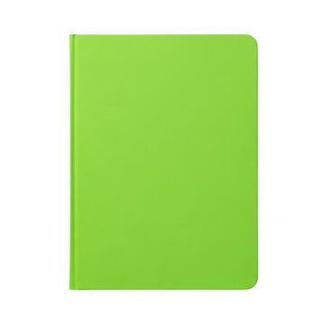 A bright lime green notebook with a solid color cover for writing notes and daily organization