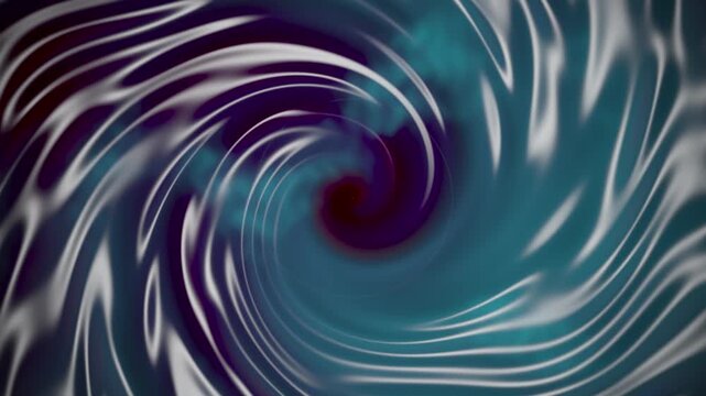 Abstract swirling liquid vortex motion background with teal and silver waves