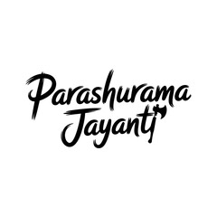 Fototapeta premium Happy Parashurama Jayanti festival greeting typography with black brush script calligraphy and axe icon vector